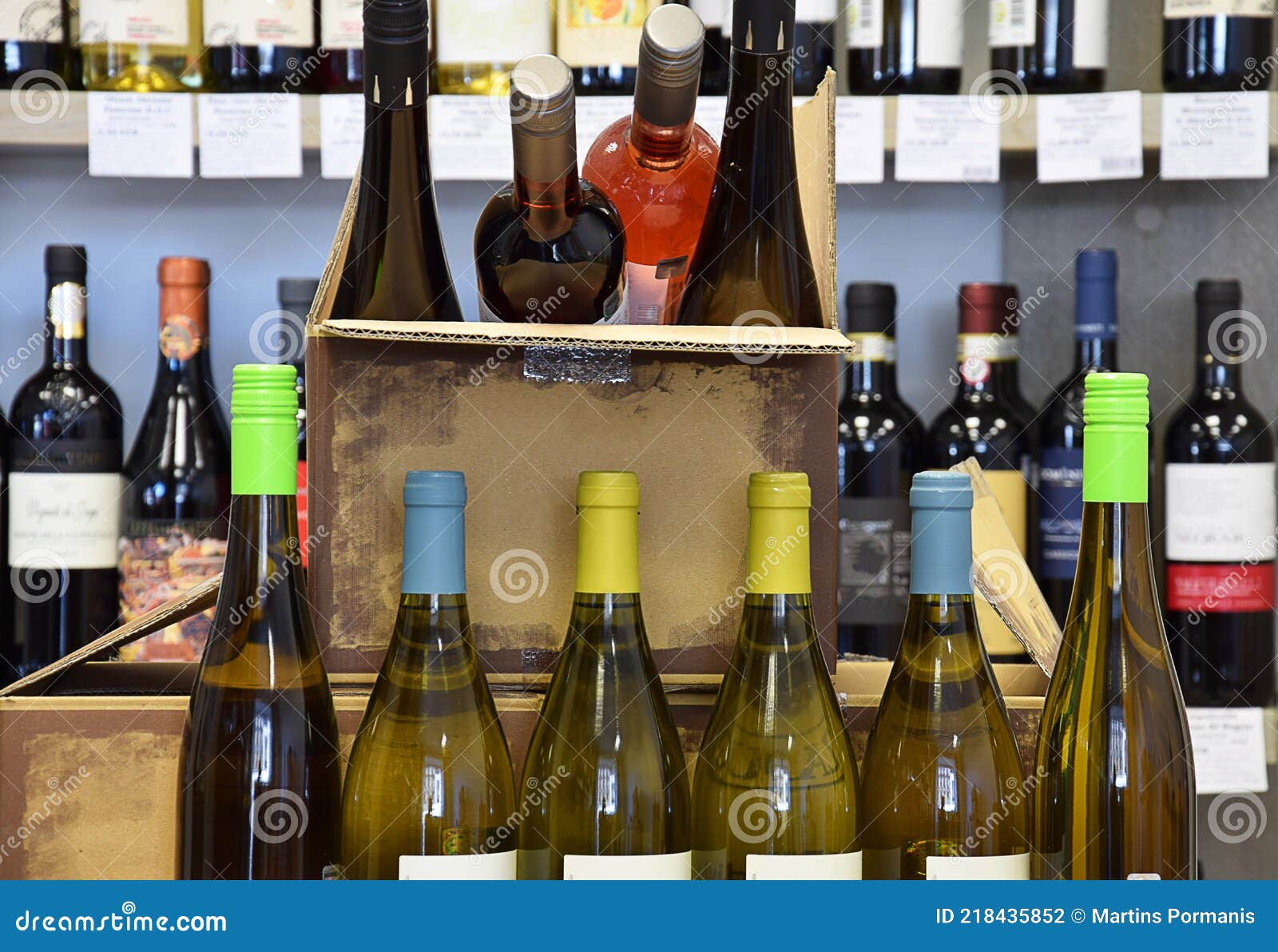 The Wine is Put in a Box and Ready for Home Delivery Stock Photo