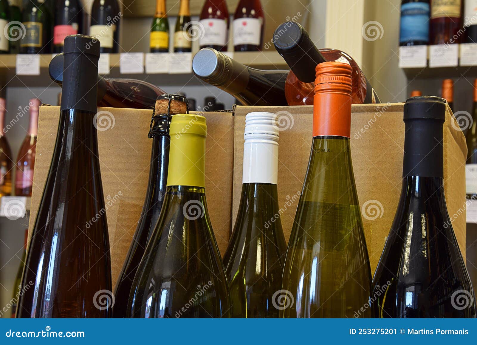 The Wine is Put in a Box and Ready for Home Delivery Stock Image