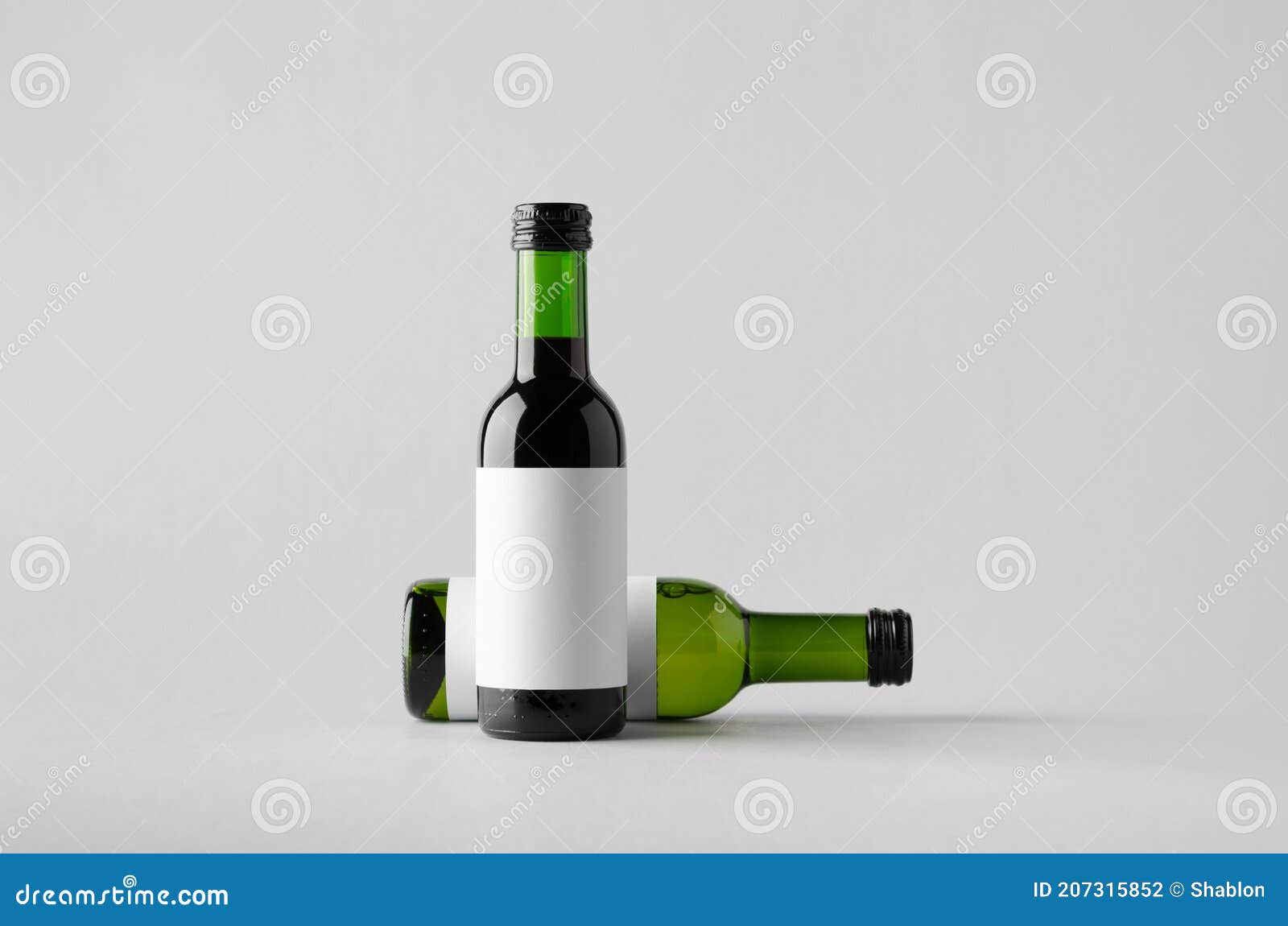 Wine Quarter / Mini Bottle MockUp Two Bottles. Blank Label Stock