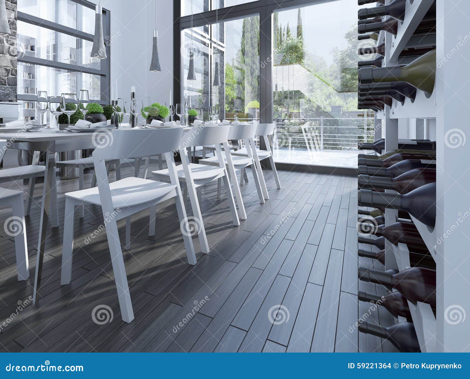 Wine rack on dining room stock photo. Image of home, decorations 59221364