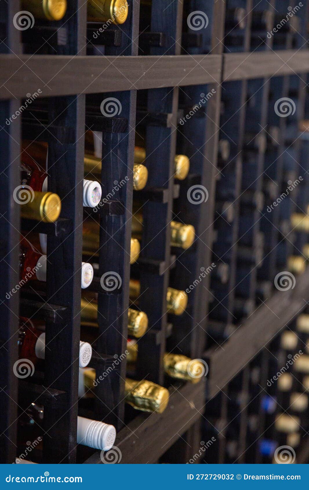 Wine Rack with a Variety of Choices Stock Photo Image of display