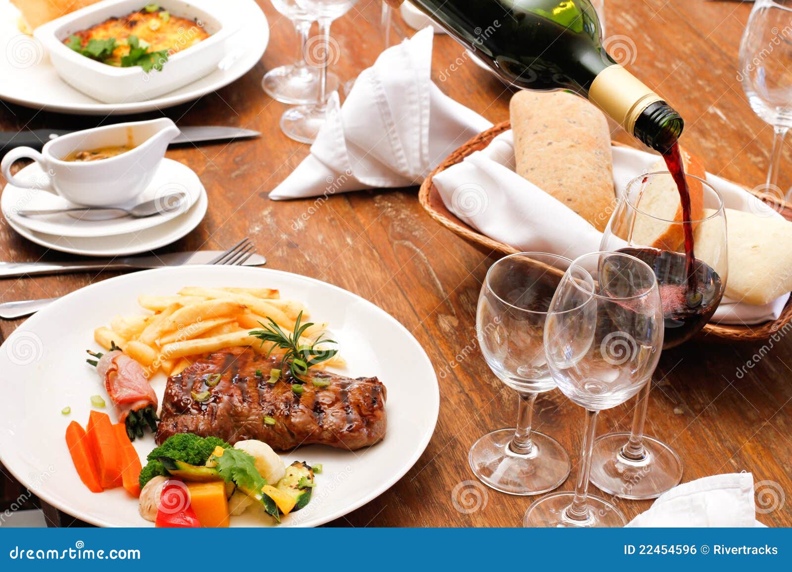 Wine with Restaurant Food Plate Stock Photo Image of redwine, meal