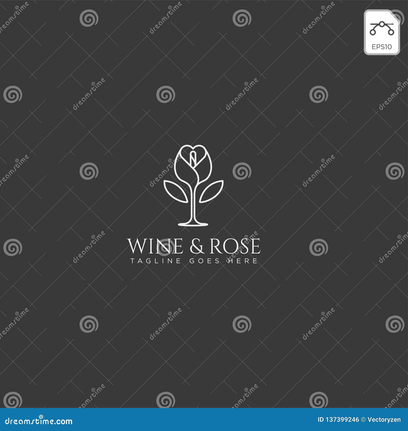 Wine and Rose Logo Template Isolated, Icon Elements Stock Vector