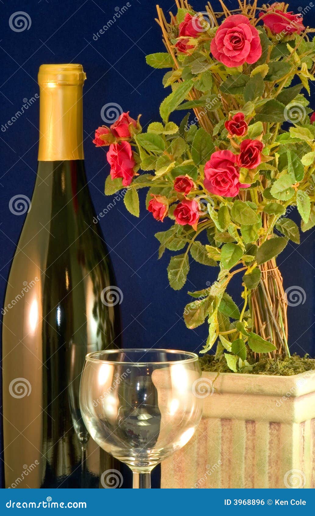 Wine and roses stock photo. Image of alcoholic, goblet 3968896