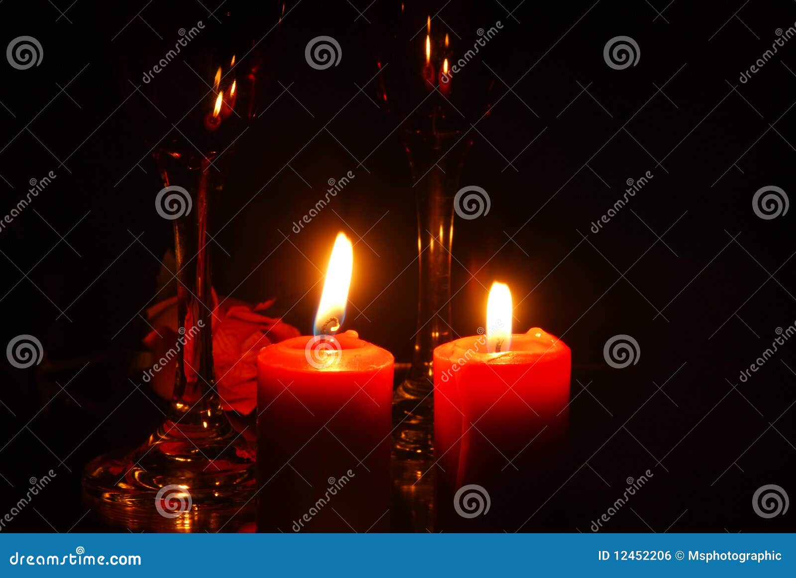 Wine, roses and candles stock photo. Image of burning 12452206