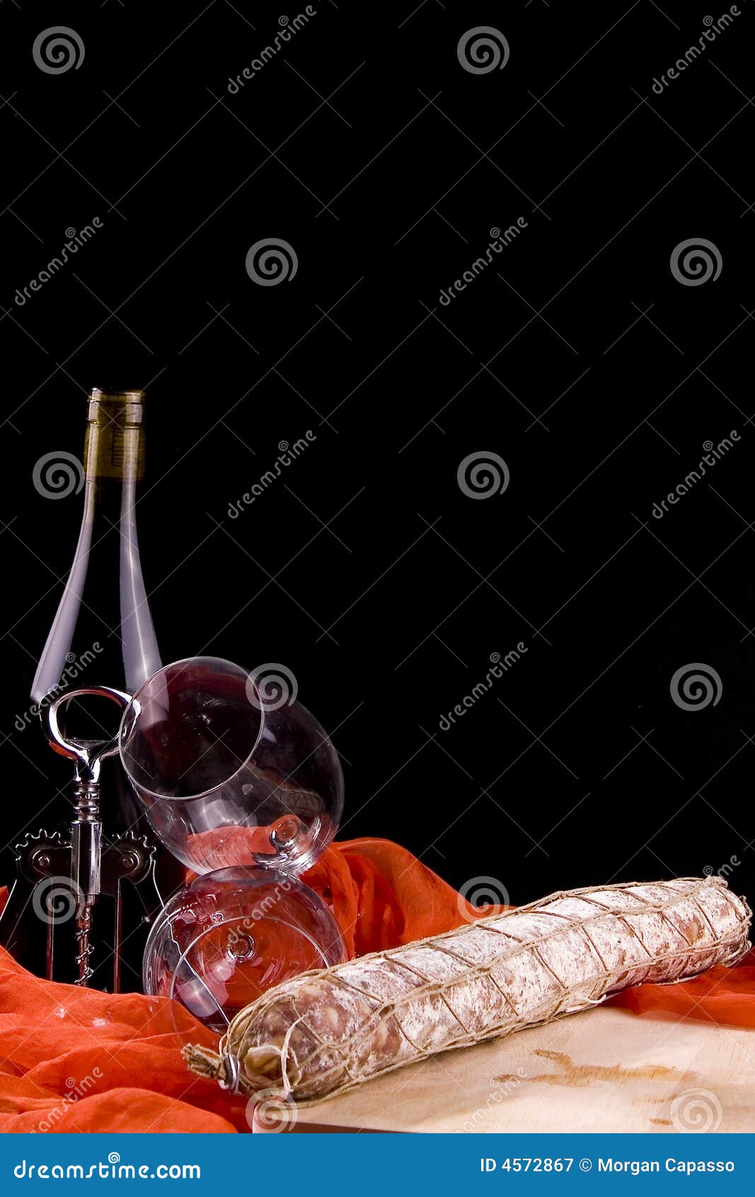 Wine and salami stock image. Image of salami, alcoholic 4572867