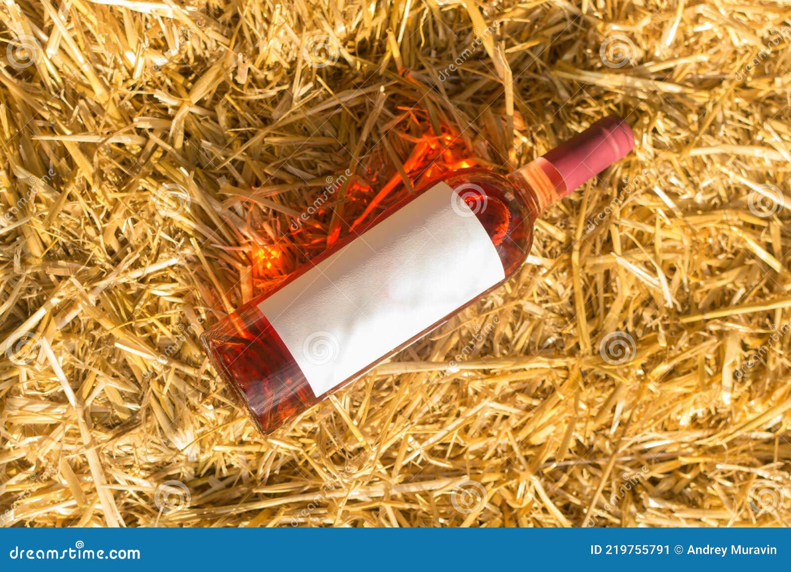 Wine on straw stock image. Image of wood, collection 219755791