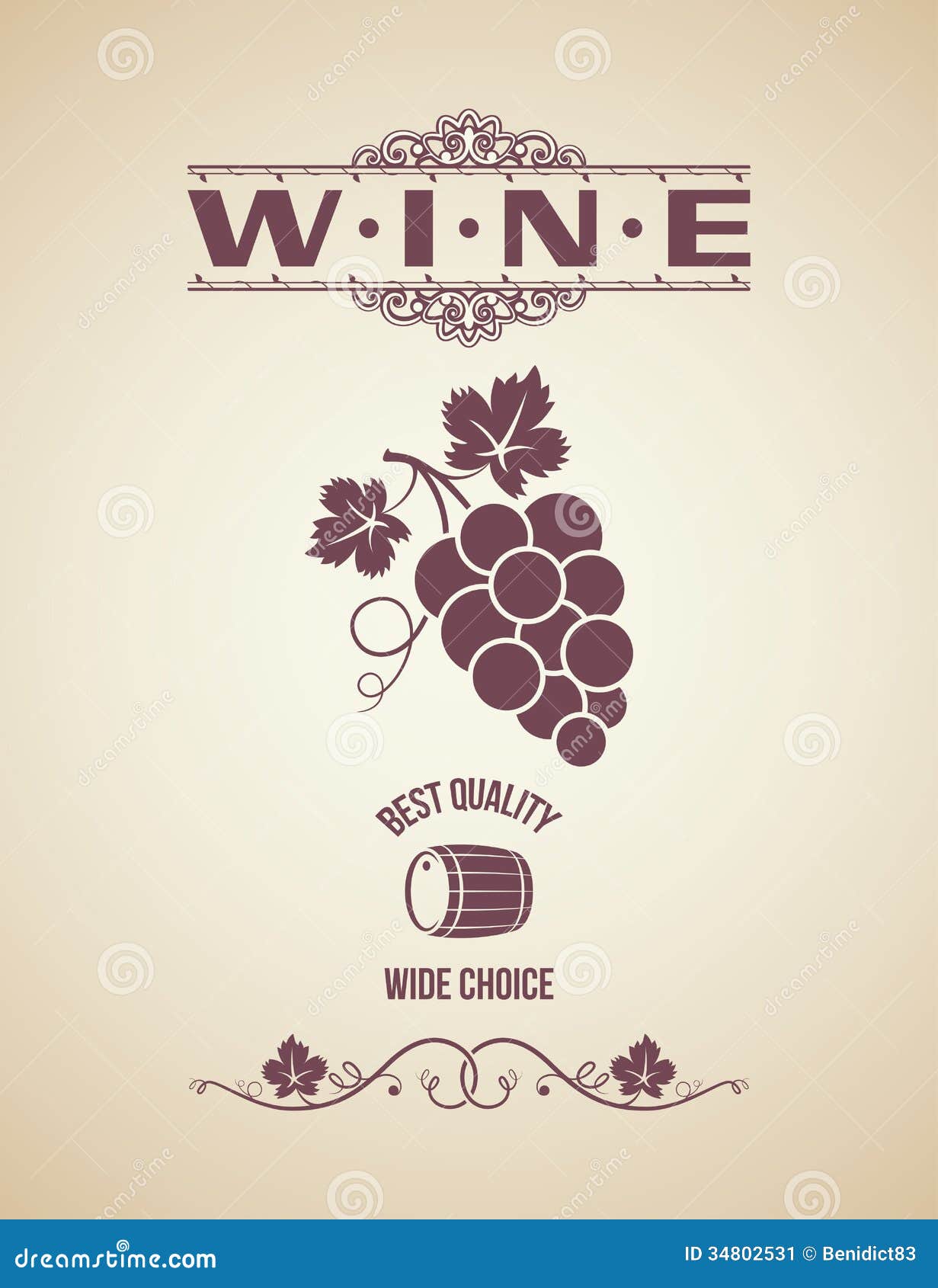 wine vintage grapes label background eps 34802531