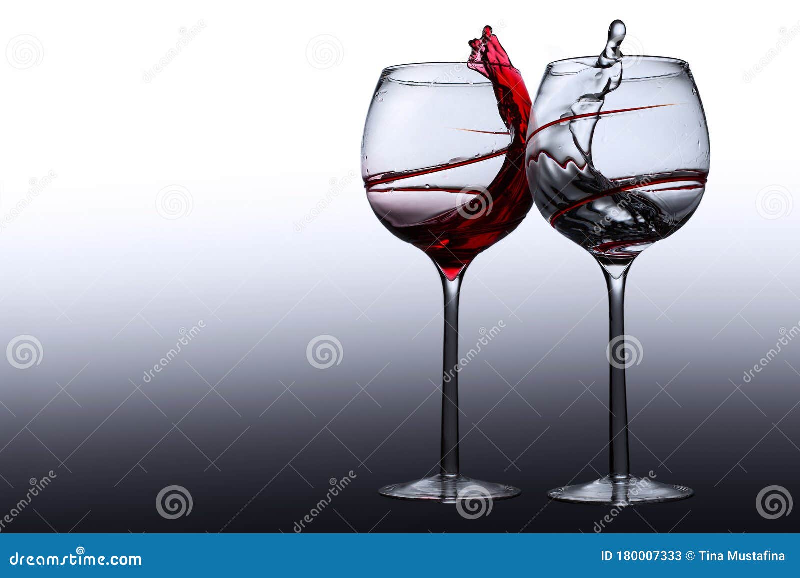 Wine and Water Splash Inside Two Wine Glasses Stock Image Image of