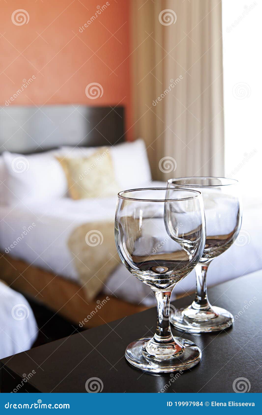 Wineglasses in hotel room stock photo. Image of contemporary 19997984