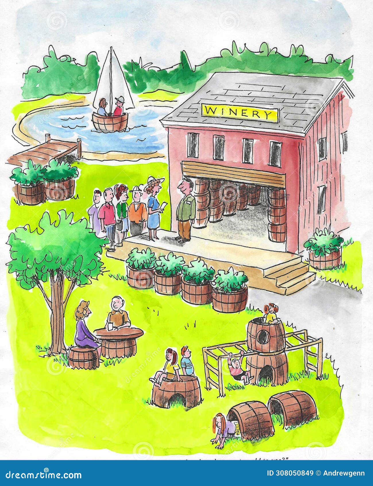 winery with many empty wine casks