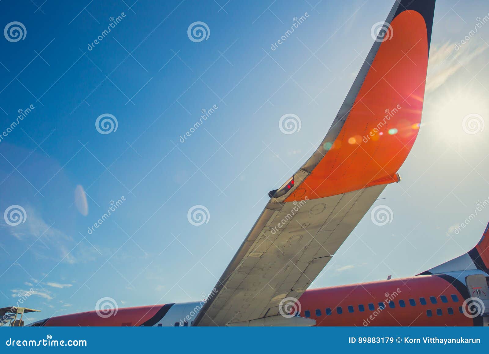 Wing of Airplane, Technology of Flying Vintage Color Stock Image
