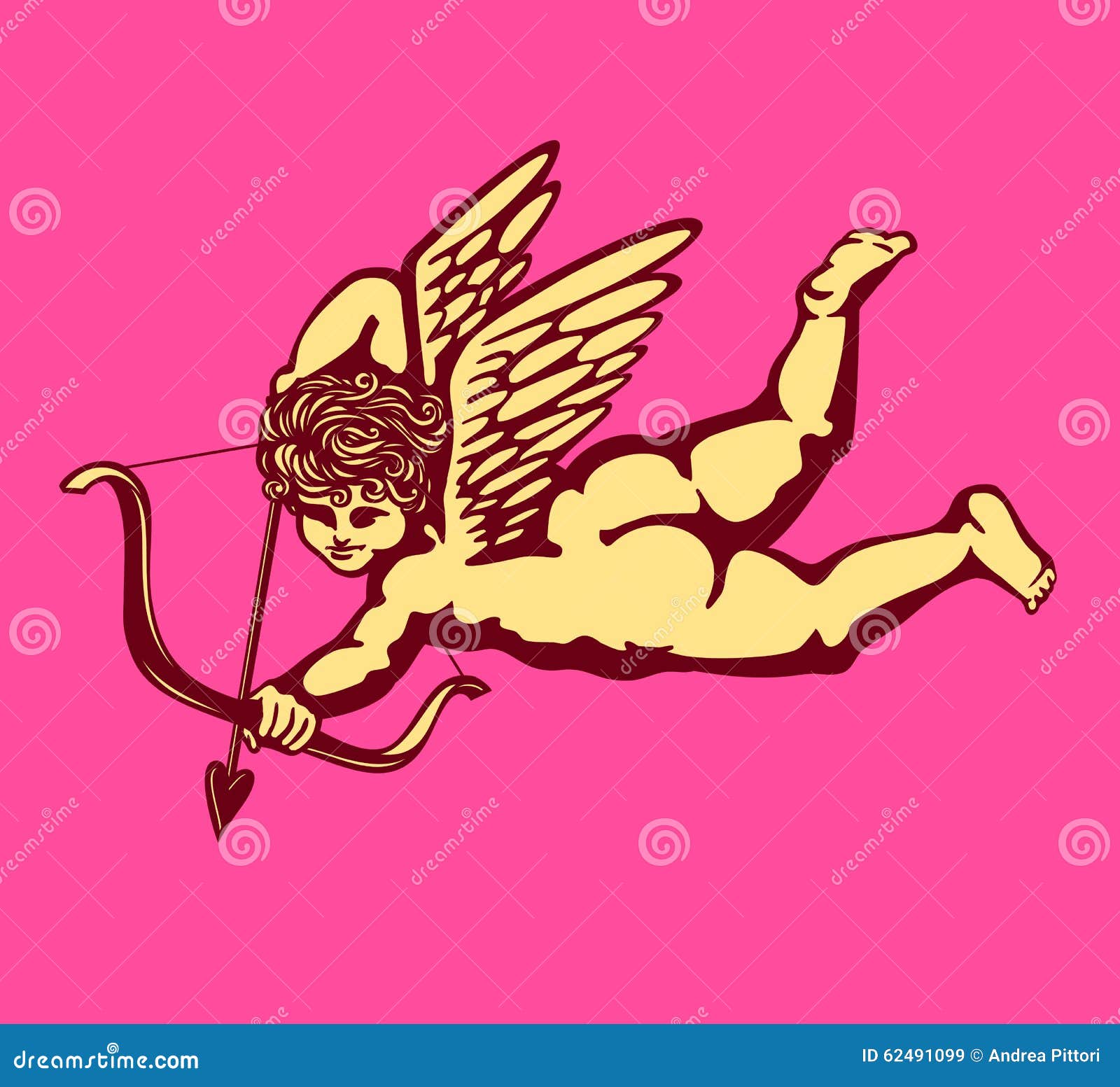 winged cupid angel eros with bow and arrow valentine's day card 