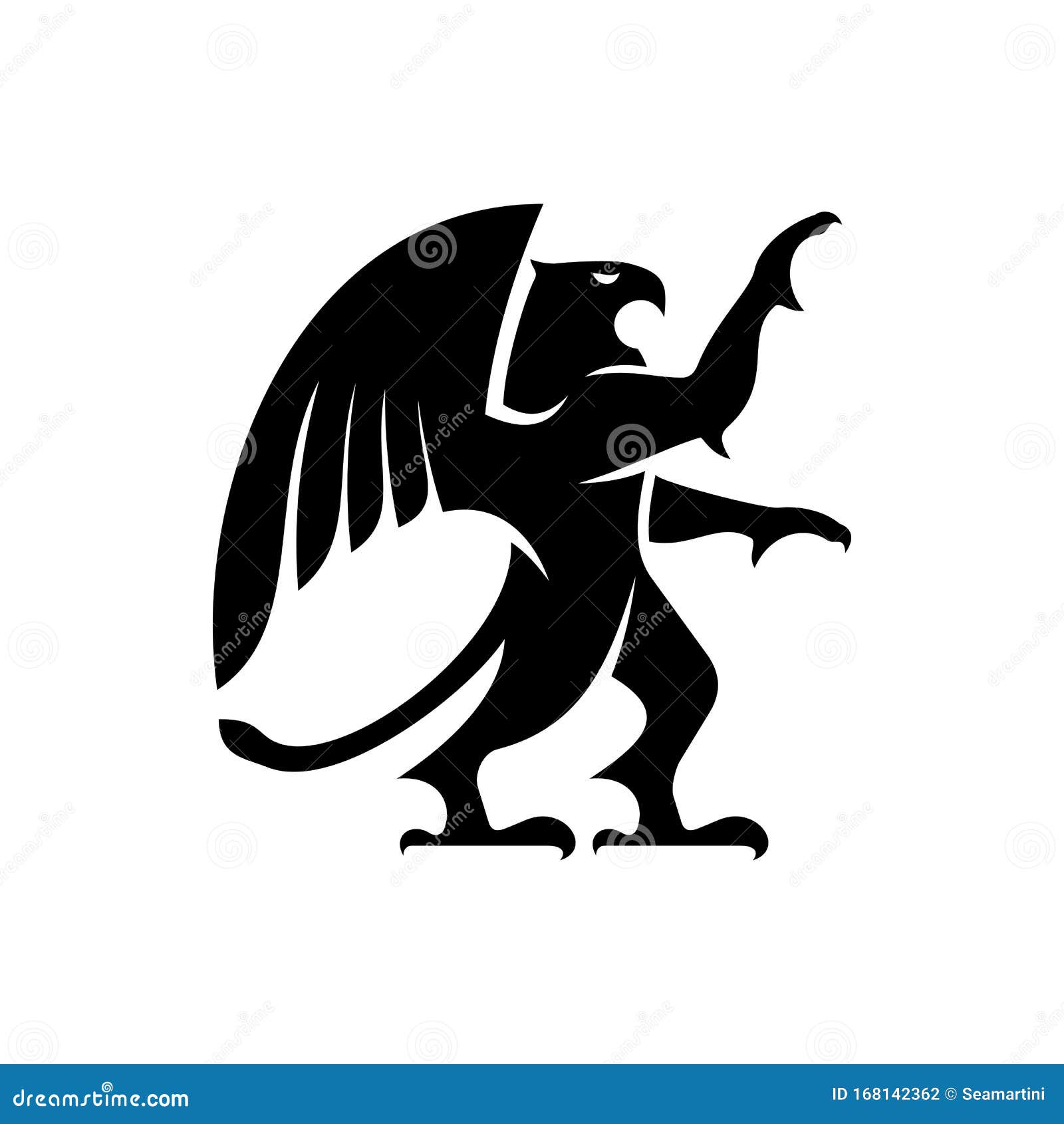 Winged Griffin Isolated Mythical Beast Silhouette Stock Vector ...