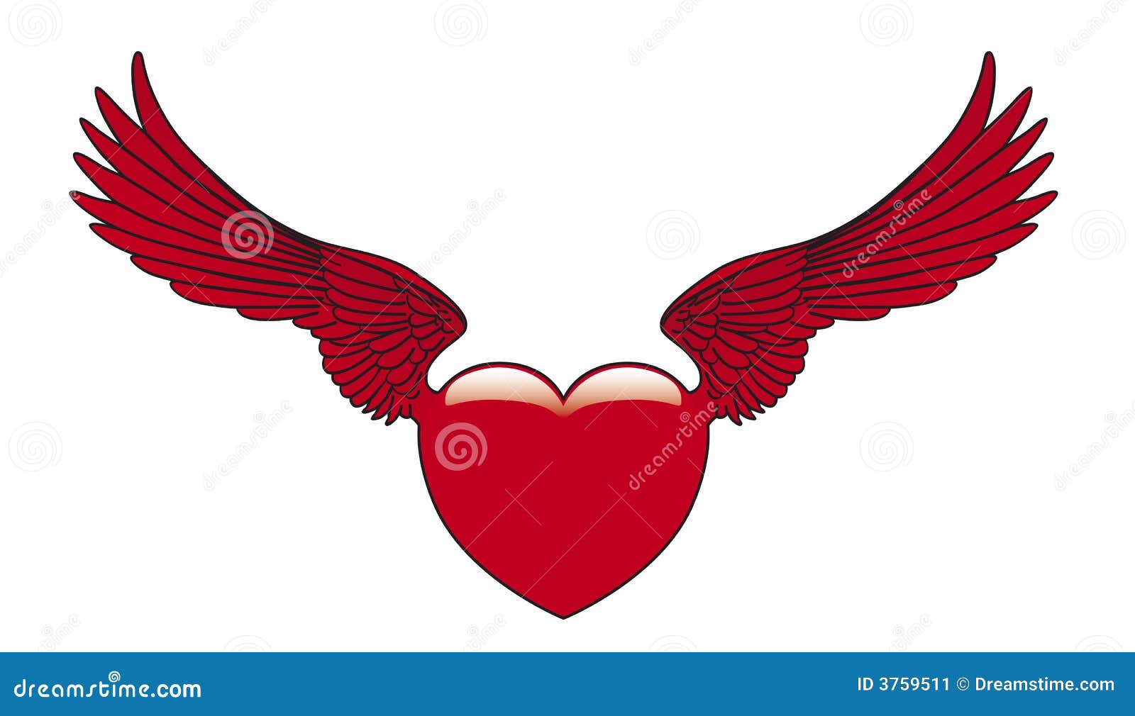Winged heart stock vector. Illustration of happiness, happy 3759511