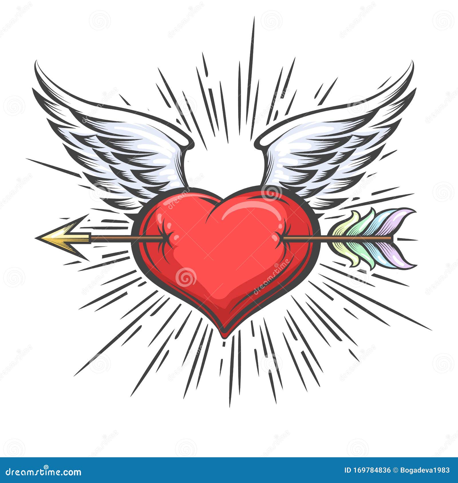 winged heart pierced by arrow tattoo
