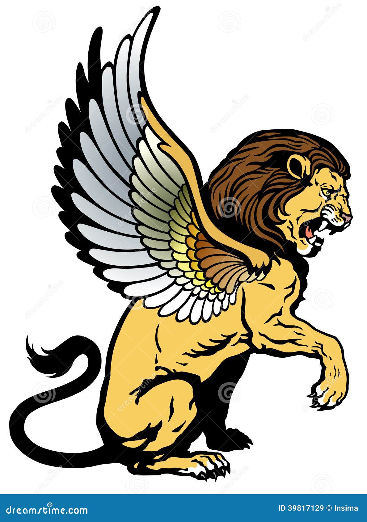 Winged lion stock vector. Illustration of courage, profile - 39817129