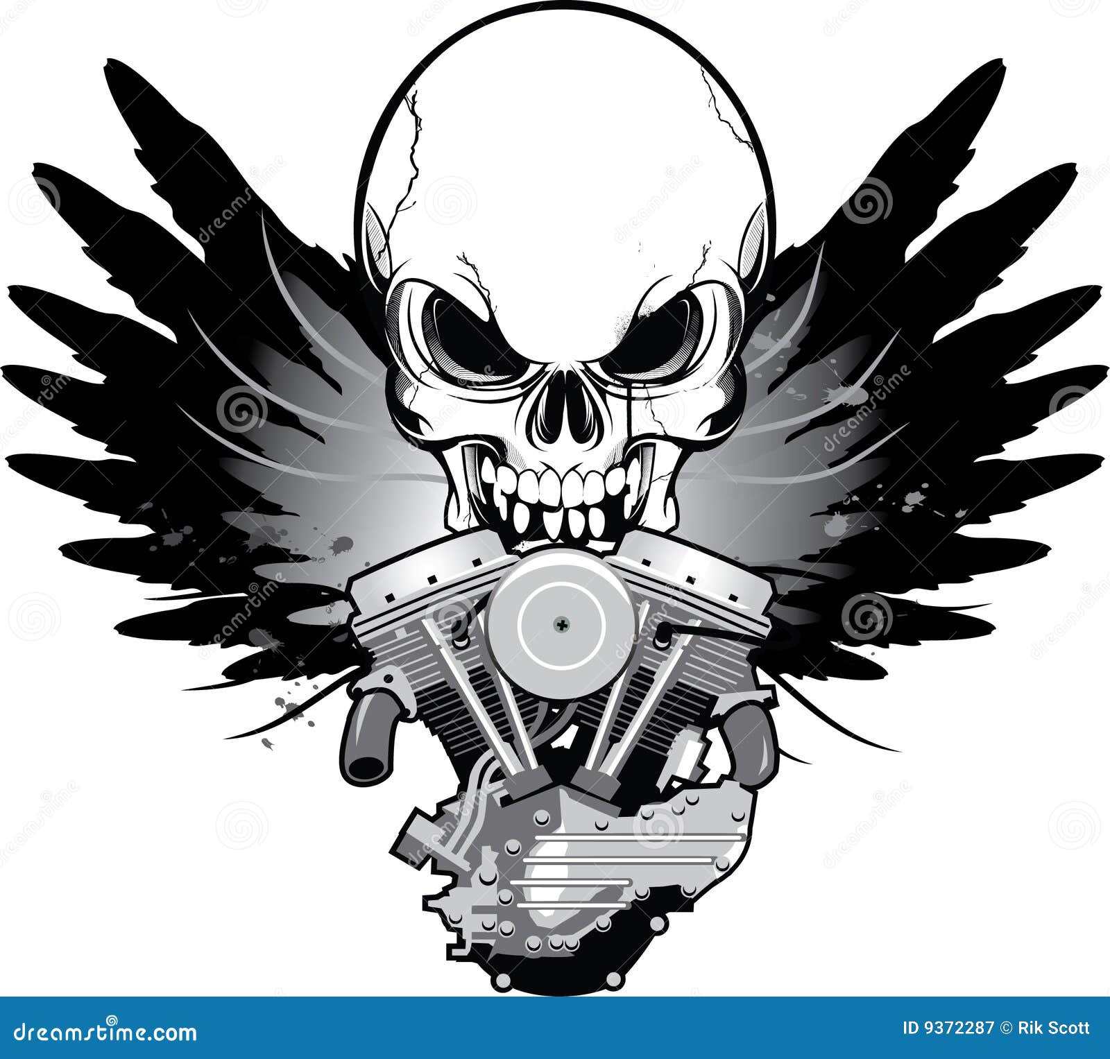 Winged Motorcycle Engine with Skull Stock Vector - Illustration of wings, vector: 9372287 Winged Motorcycle Engine with Skull Stock Vector - Illustration of wings, vector: 9372287