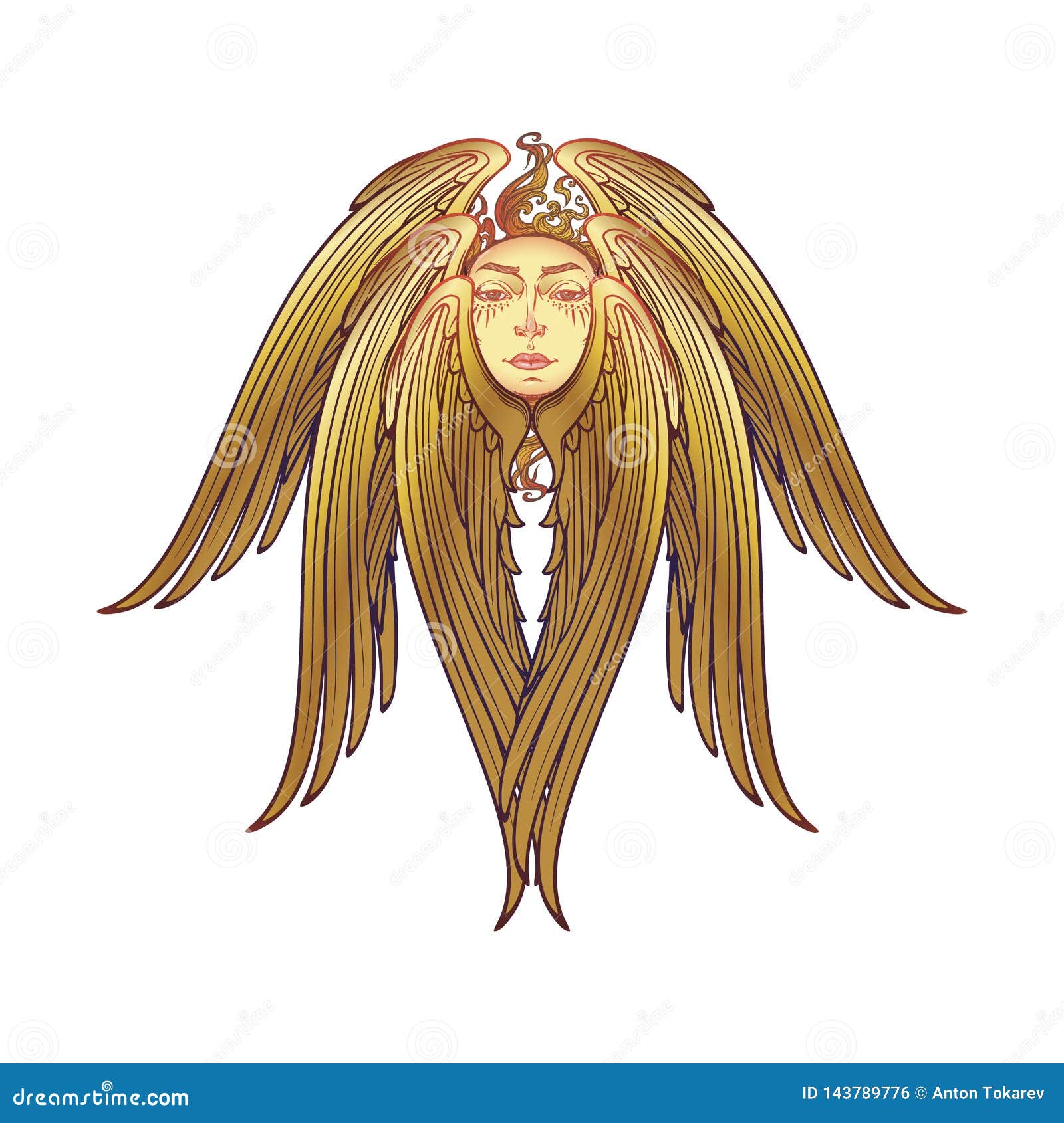 6 winged seraphim. medieval gothic style concept art.