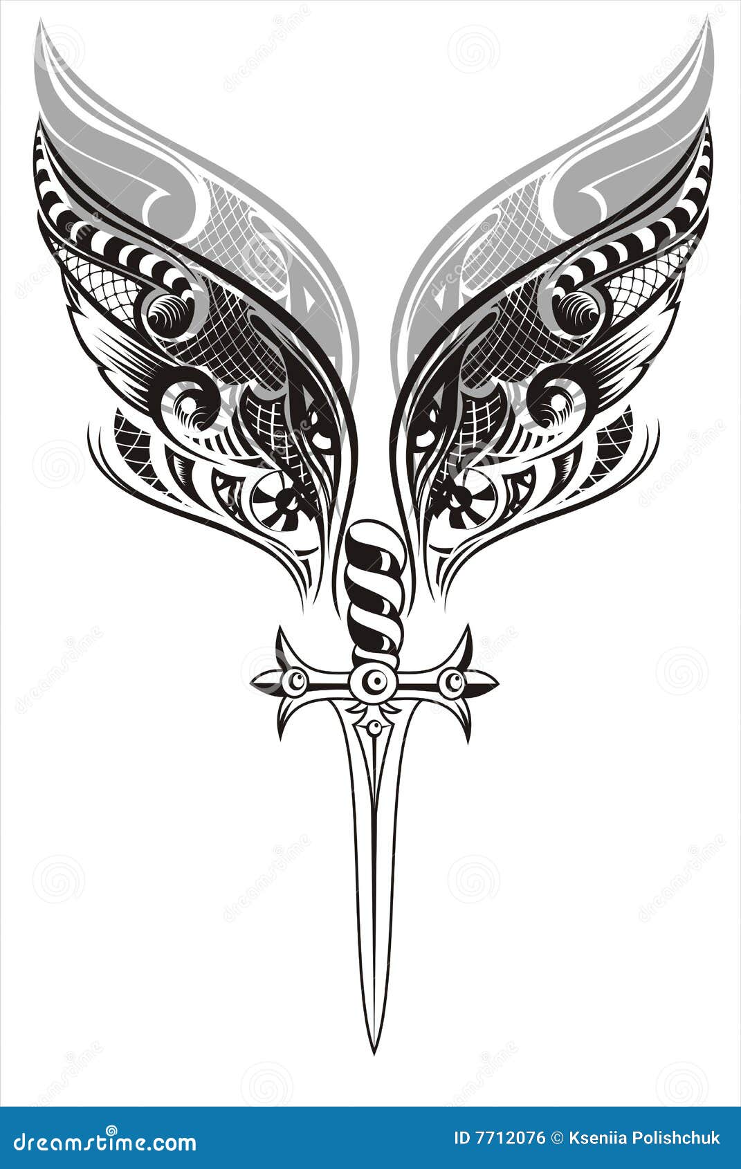 Wings and Sword. Tattoo Design Stock Vector - Illustration of background, sign: 7712076