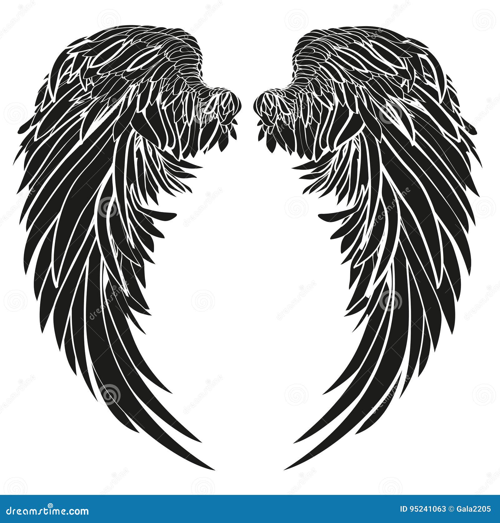 black wings on white background Stock Photo