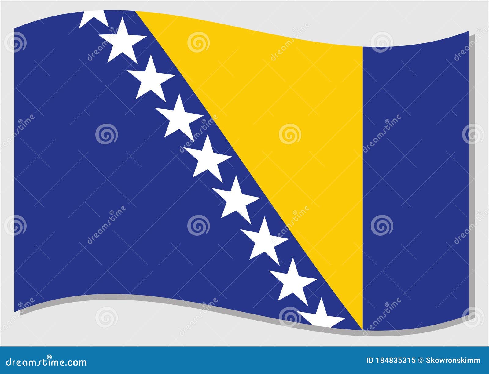 Winkende flagge von bosnien und herzegowina. winkende flagge von