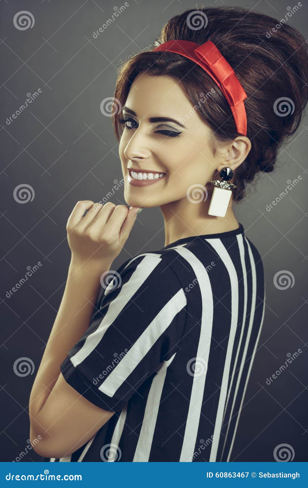 Winking enticing woman stock image. Image of blink, allure 60863467
