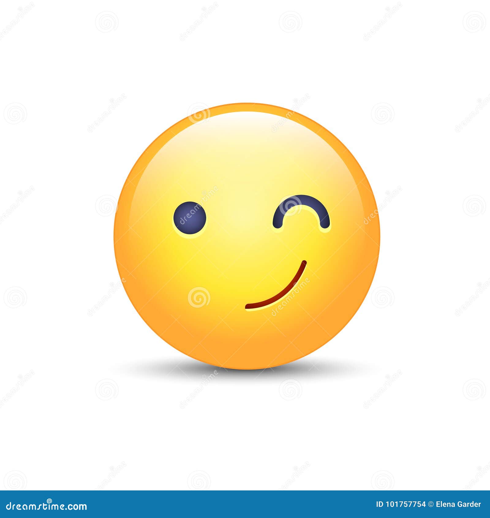 Winking Fun Cartoon Emoji Face Wink And Smile Happy Vector Emoticon