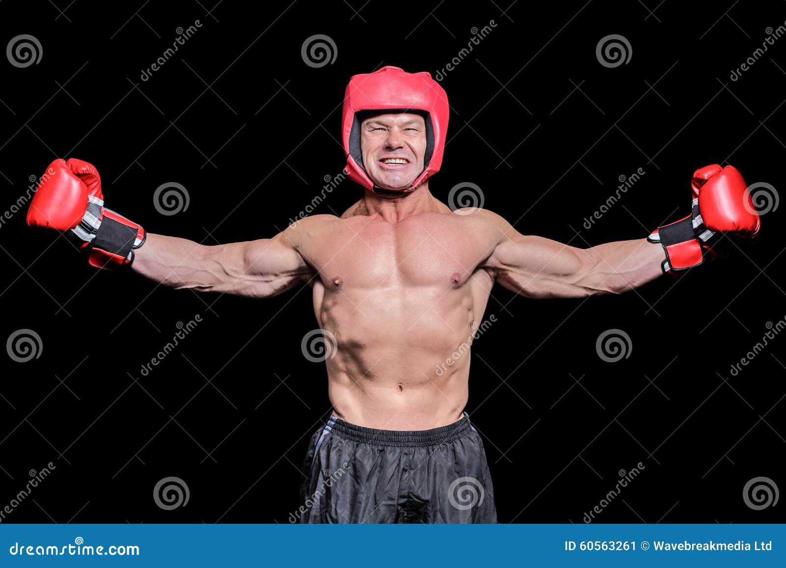 Winner Boxer with Arms Outstretched Stock Image Image of black