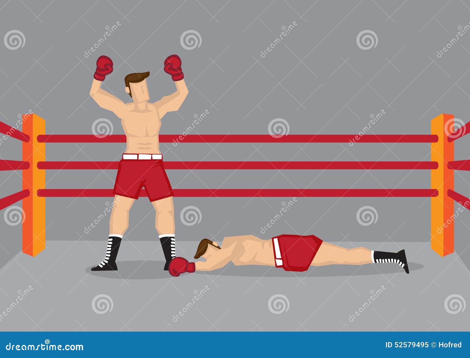 Punch boxing comic style and red corner with round:2 Stock Vector