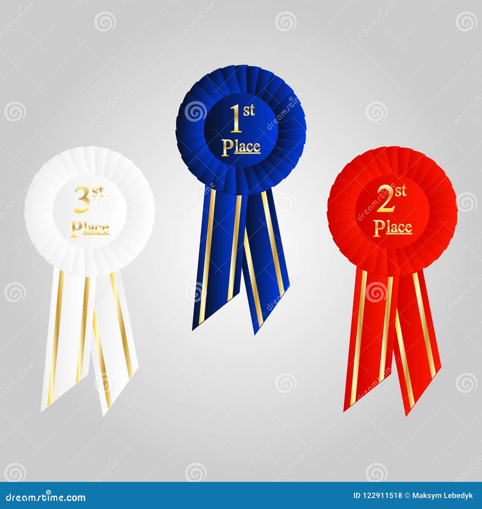 Winner Rosette Set with Ribbons. Stock Illustration Illustration of