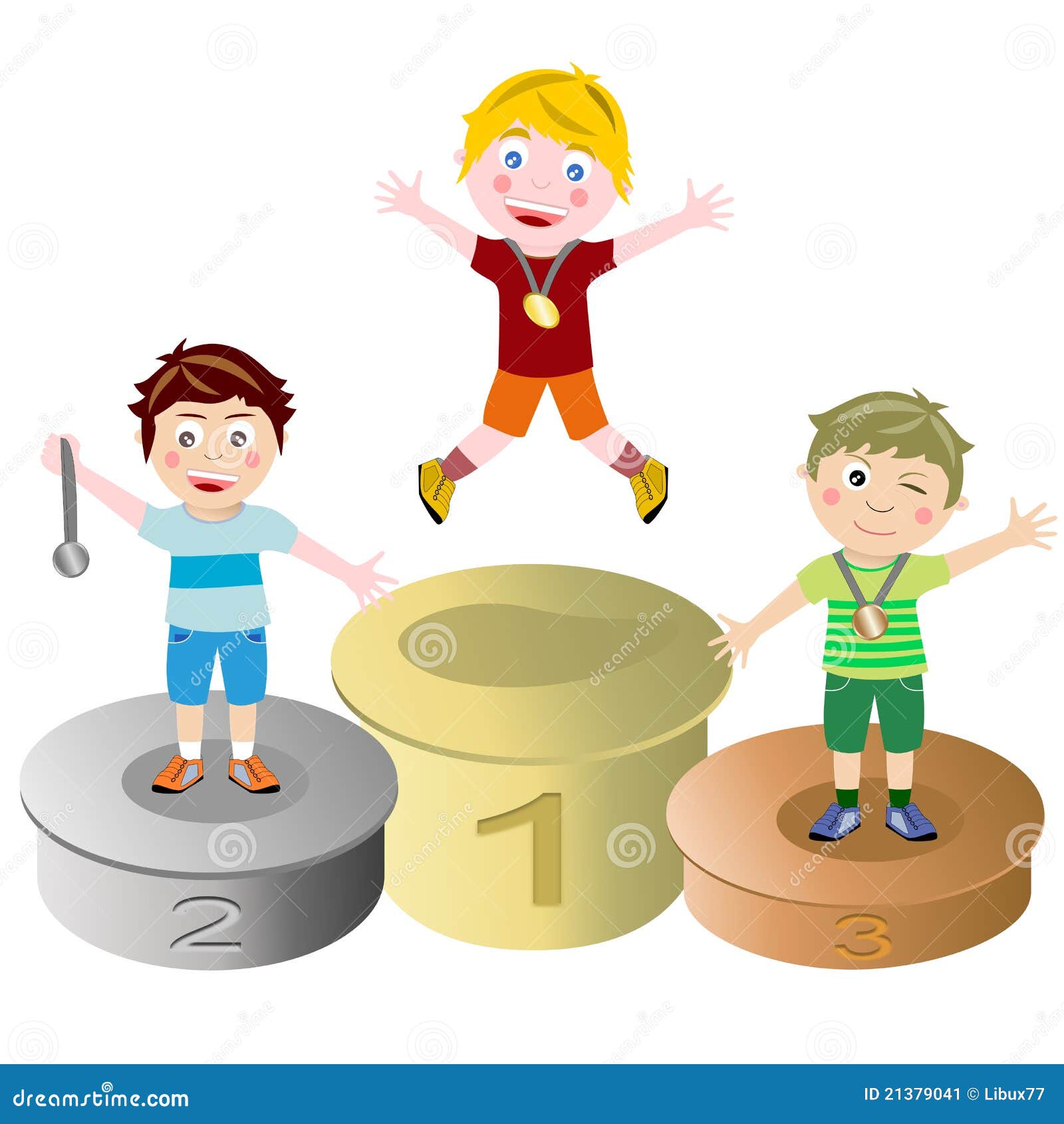Winners Kids Podium Isolated Stock Vector - Illustration of rise, kids