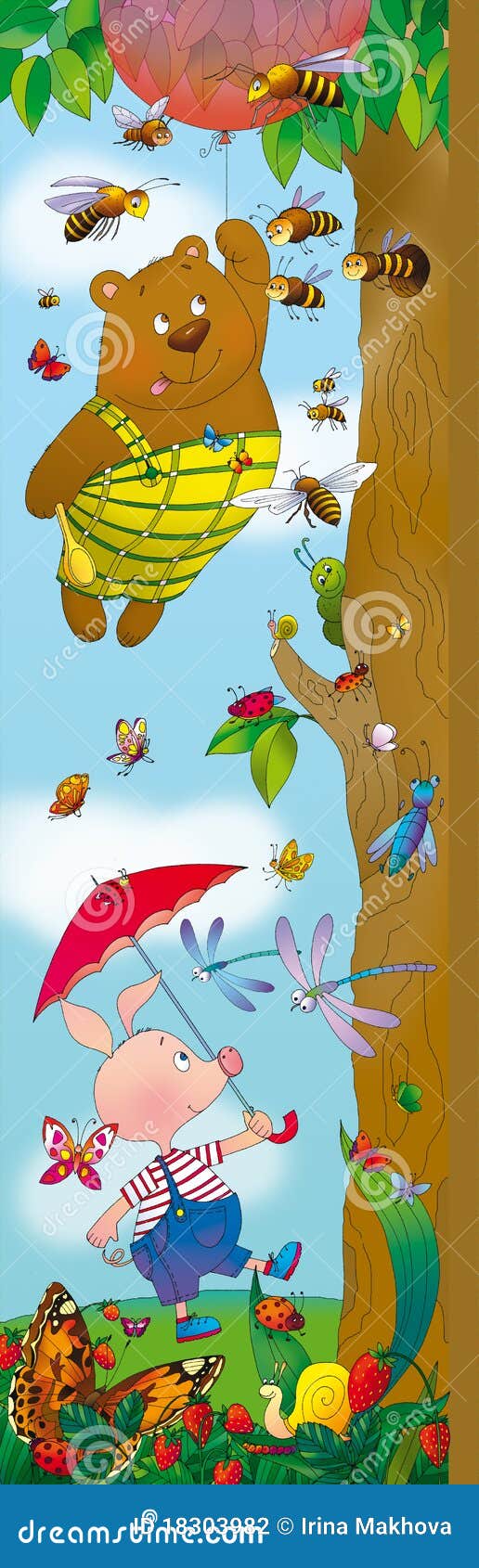 Winnie the Pooh y Piglet stock de ilustración. Ilustración de mariposa -  18303982, image size:516x1690