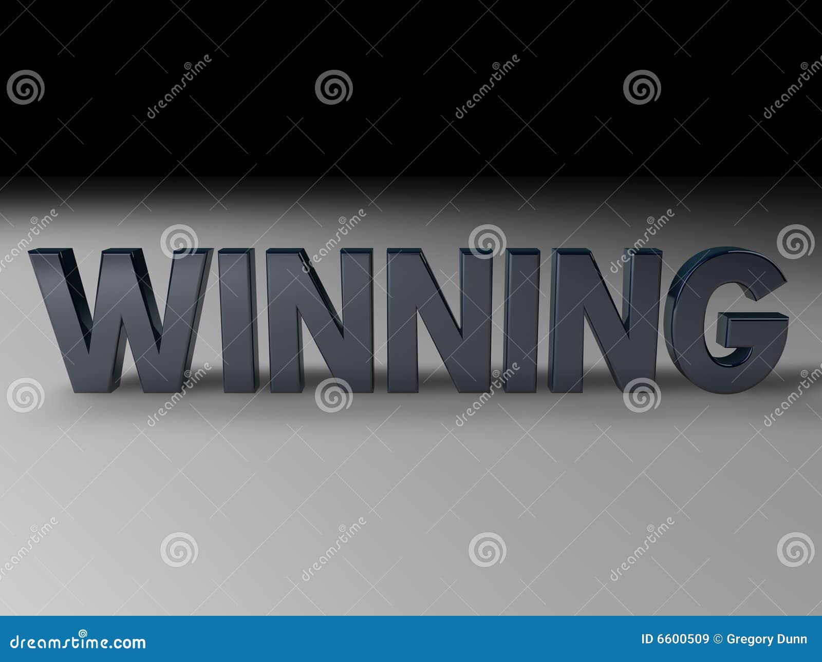 The word Winning rendered in 3D with shadows and a background.