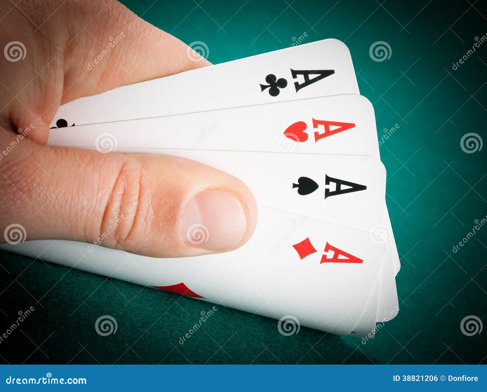 Winning Playing Cards in a Man Hand Stock Photo - Image of flush, luck ...