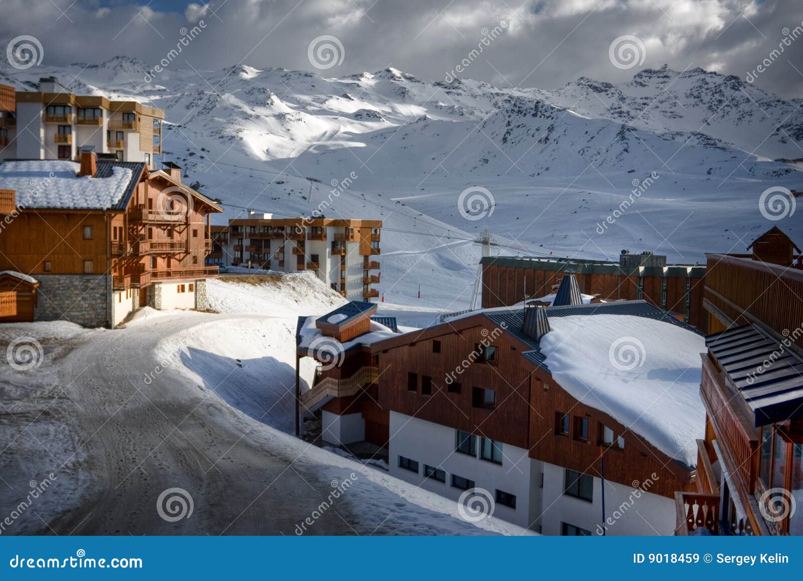 winter alps landscape from ski resort val thorens