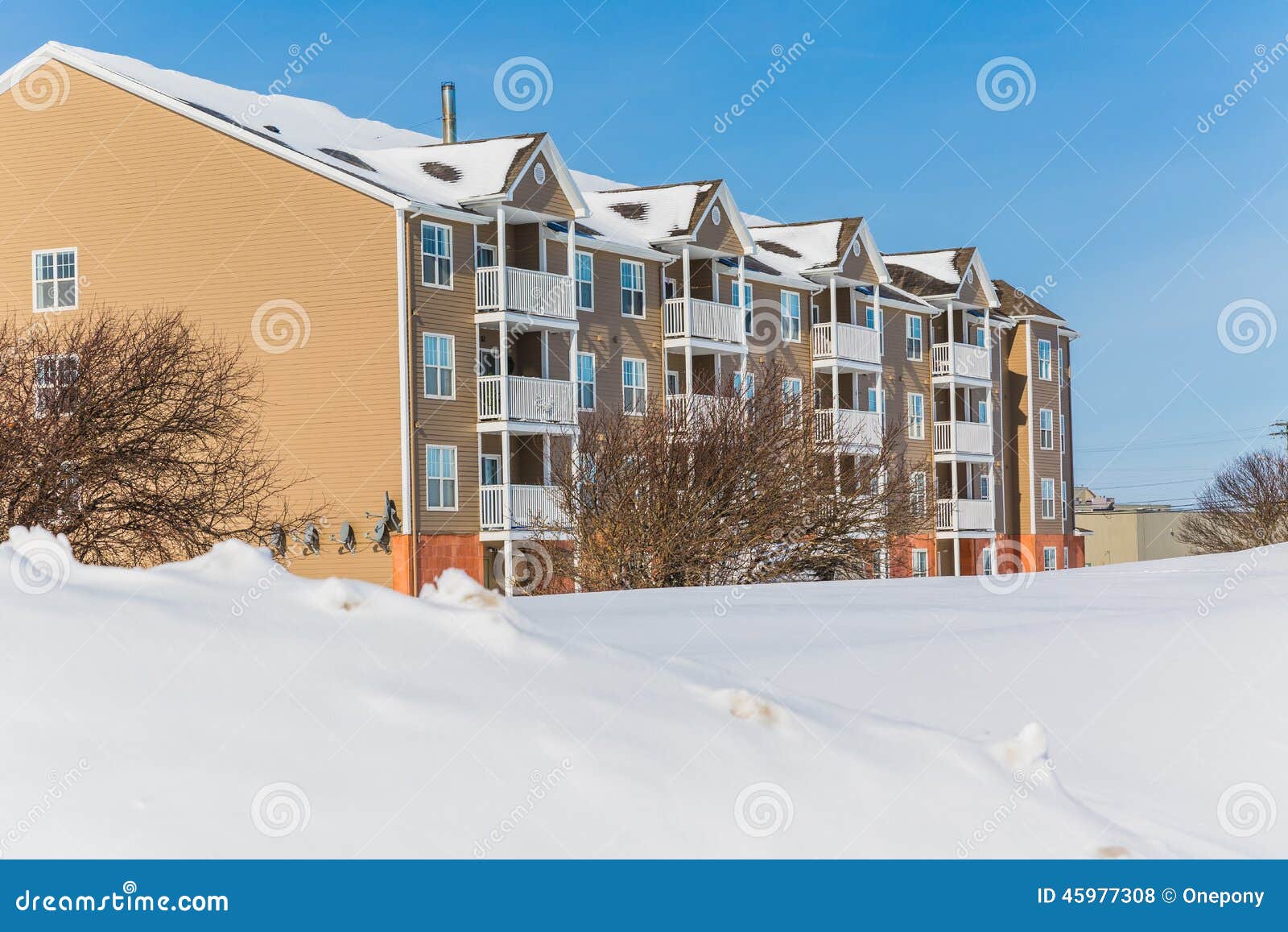 Winter Apartment Building stock photo. Image of house 45977308