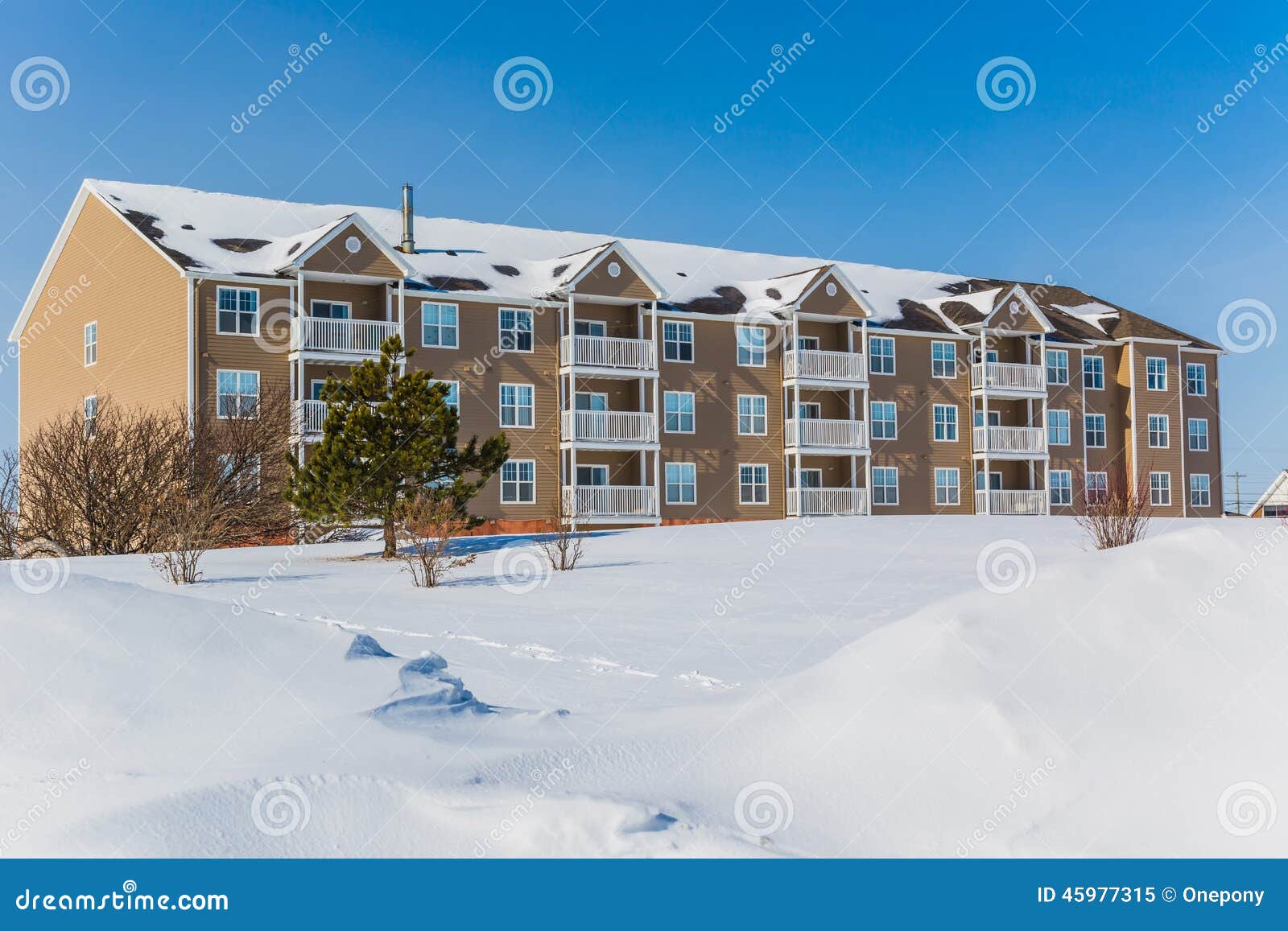 Winter Apartment Building stock image. Image of storm 45977315