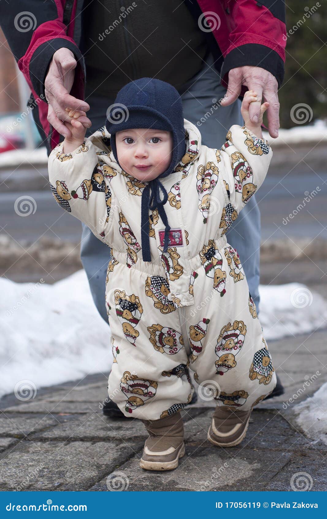 Winter baby walking stock image. Image of park, parenthood 17056119