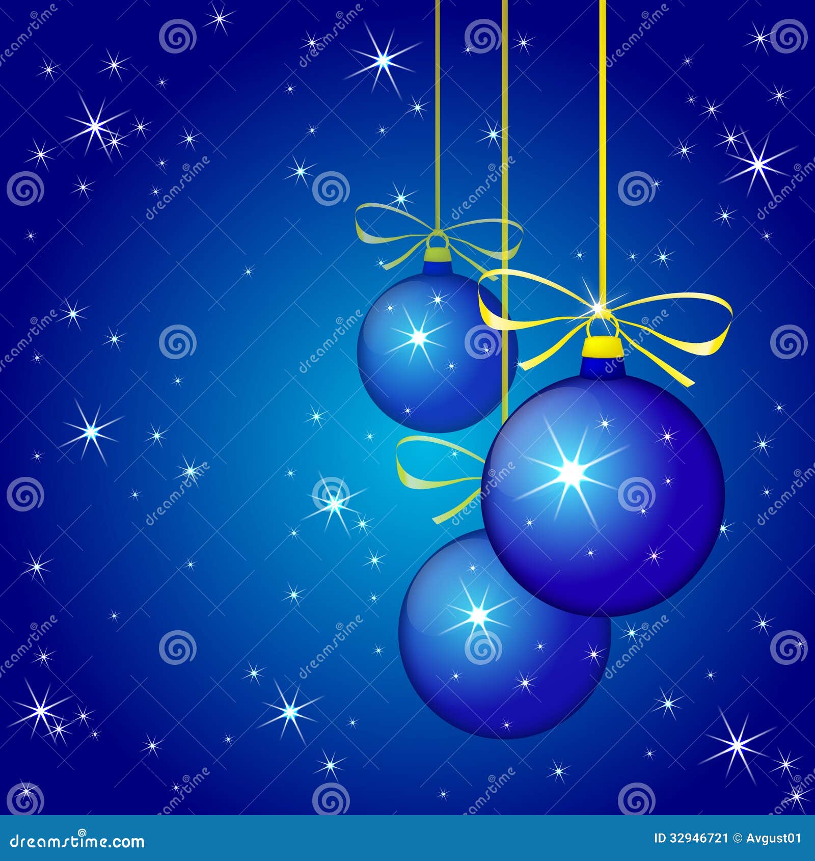 Winter Background With Blue Christmas Balls. Vecto Stock 
