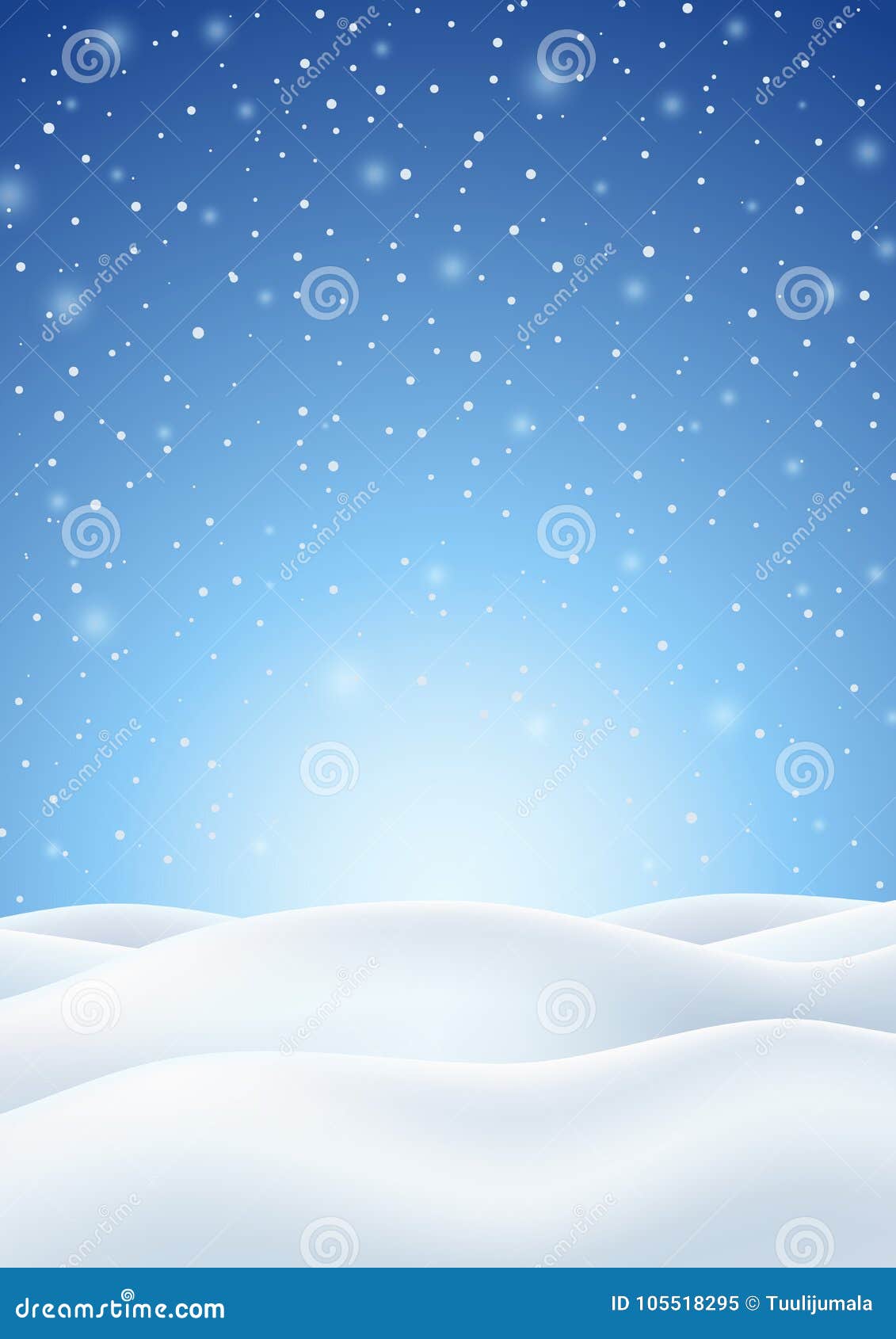 winter background with falling snow and snowy hills