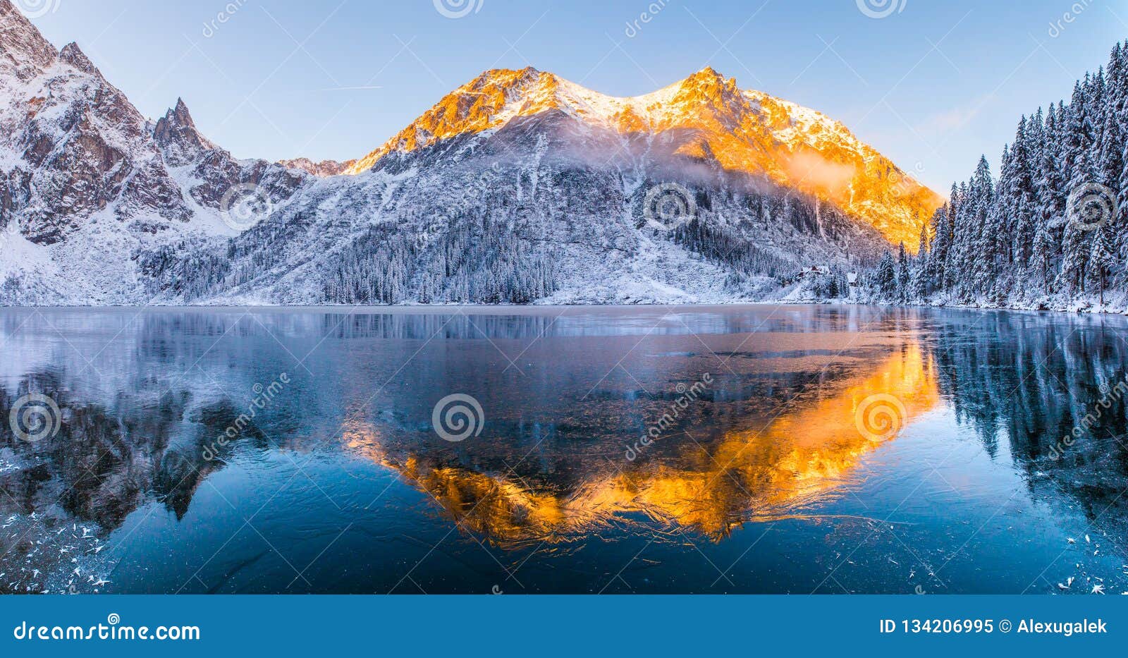 Winter Background. Winter Landscape with Mountains Reflected in Clear Frozen  Lake Stock Image - Image of beauty, blue: 134206995