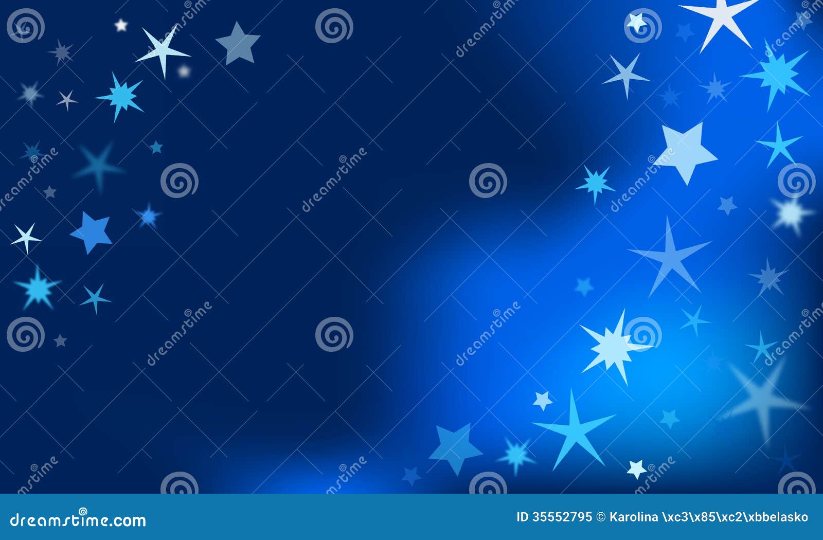 Winter background with stars. Winter blue background with many, different stars