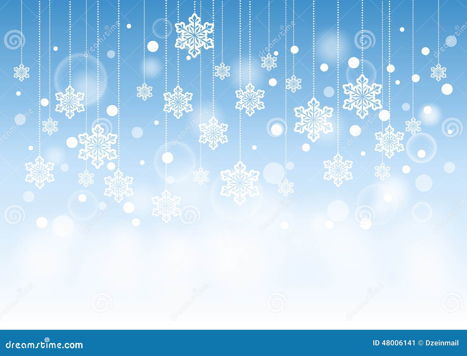winter beautiful background with snow flakes hanging pattern