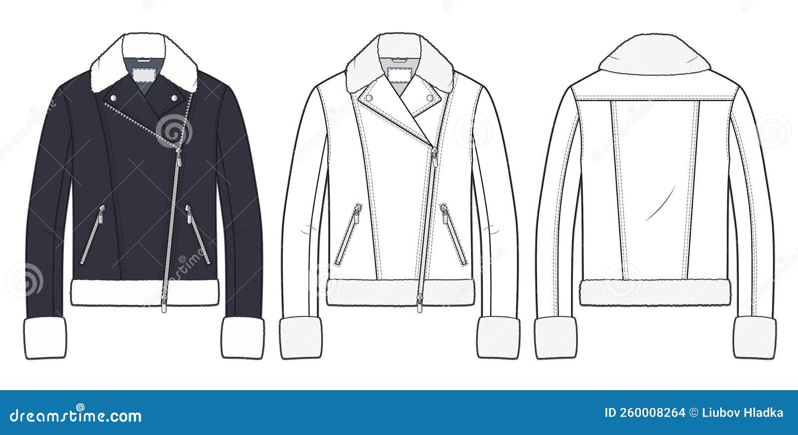Biker Leather Jacket Front Back Parts Outline Technical Sketch Stock Vector  by Galieva0410 151639736
