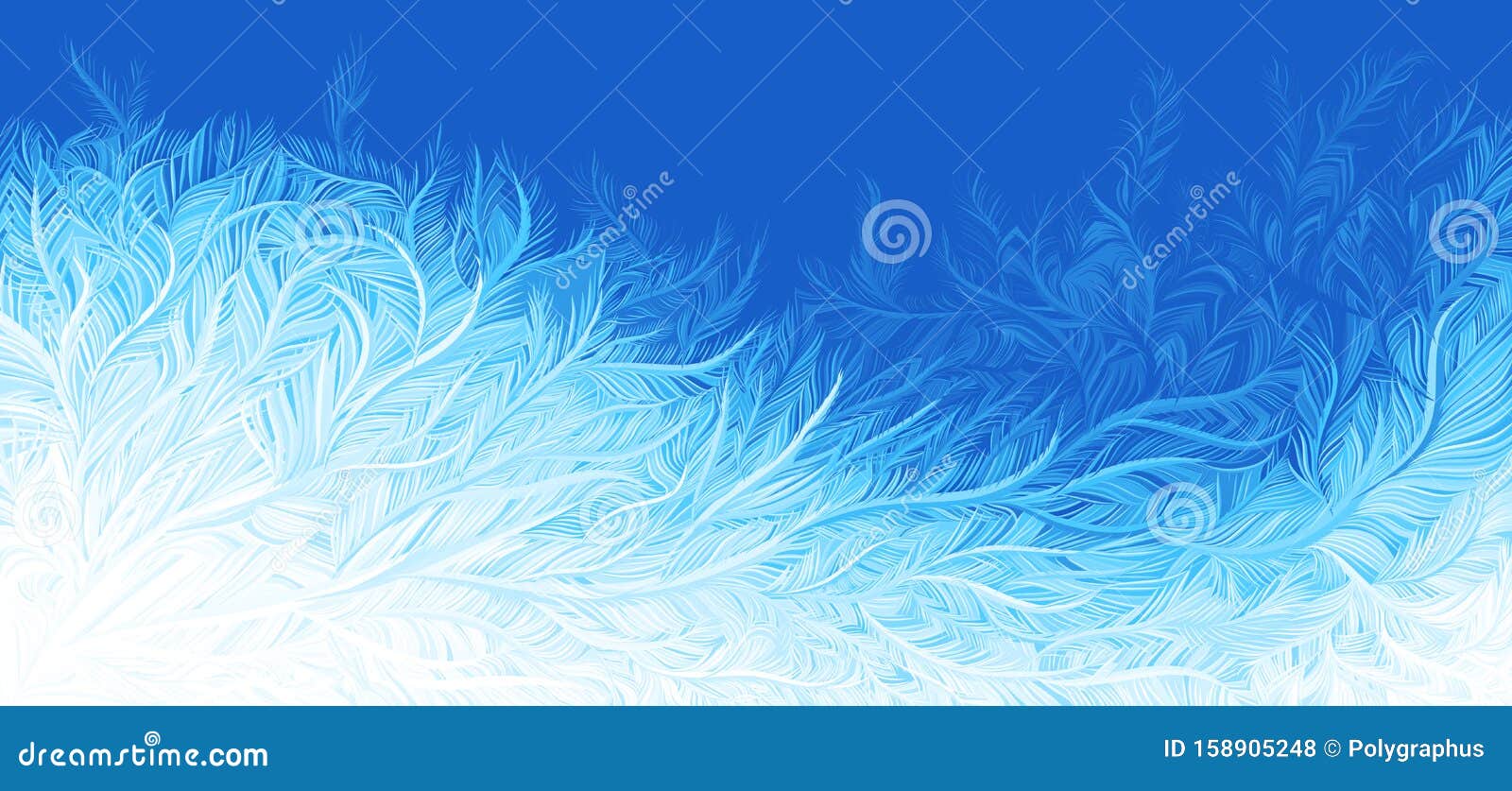 winter blue curly ice frost christmas background.  
