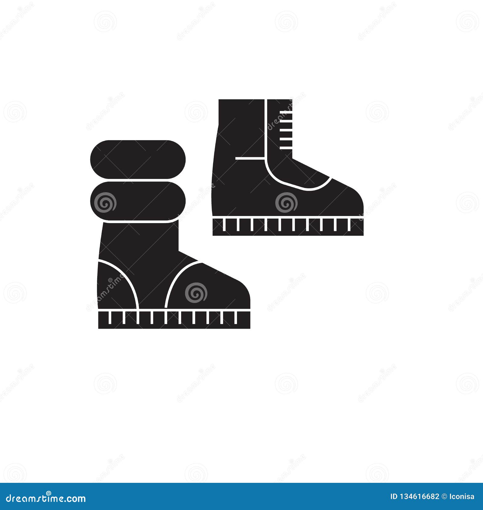 Winter Boots Black Vector Concept Icon. Winter Boots Flat Illustration ...