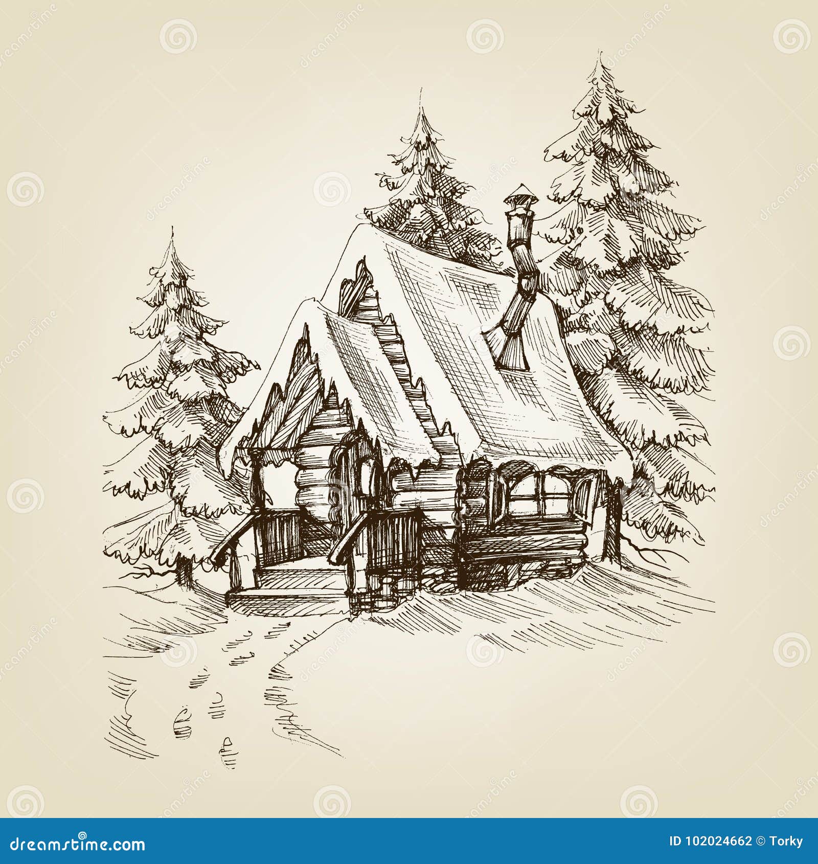 winter cabin exterior