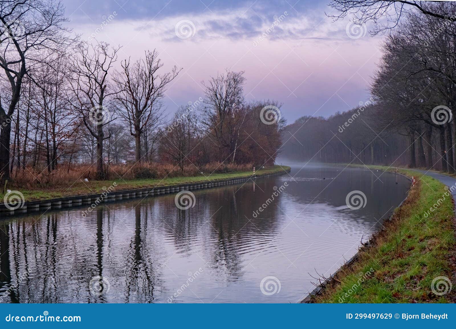 winter canal at dusk