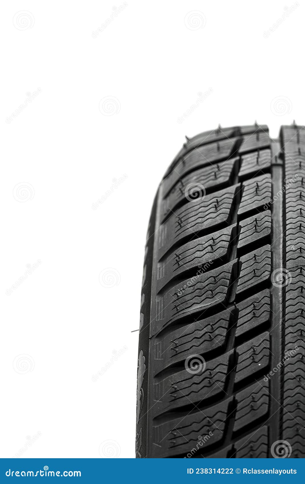 Winter Car Tires Closeup Wheel Profile Structure on White Background